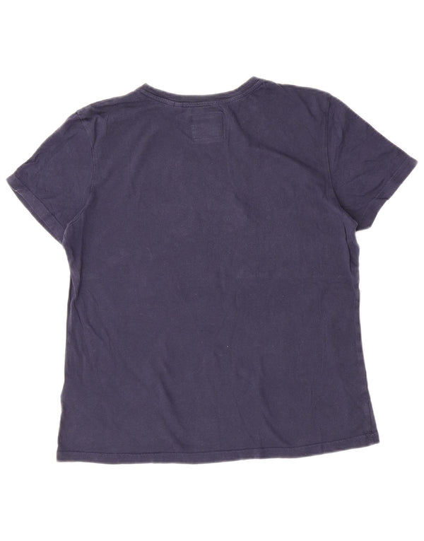 Camiseta feminina Superdry com estampa gráfica UK 12 algodão azul marinho médio