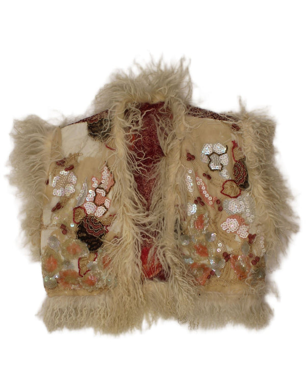 Casaco Bolero Vintage Menina 8-9 Anos Bege Floral