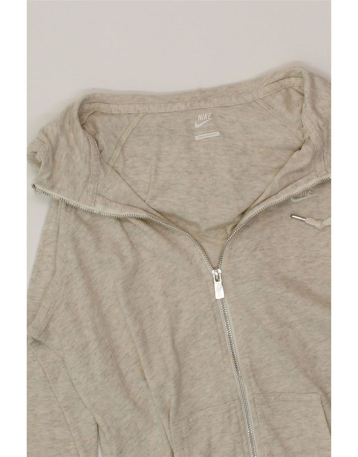 NIKE Womens Zip Hoodie Sweater UK 14 Large Grey Flecked Cotton Vintage Nike and Second-Hand Nike from Messina Hembry 