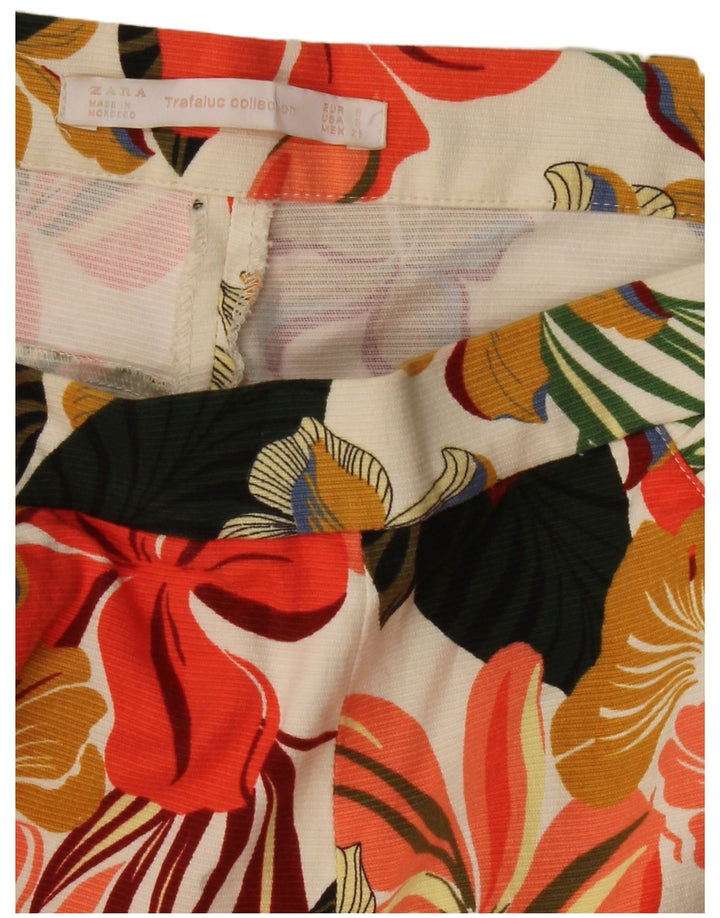 ZARA Shorts Chino feminino de cintura alta pequeno W26 floral multicolorido