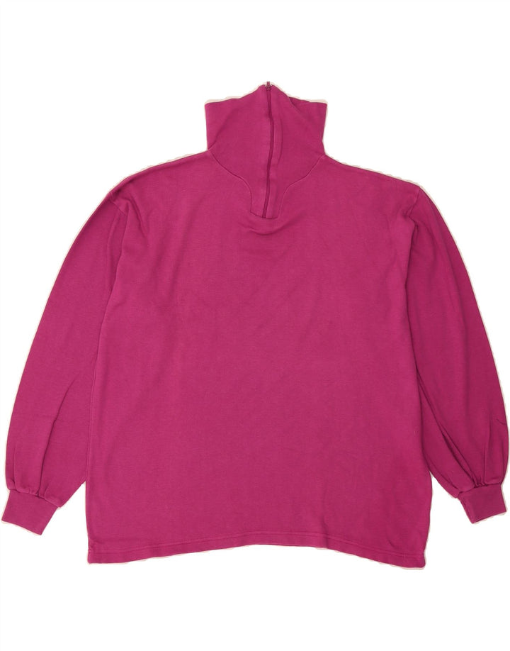 CRANE Womens Zip Neck Sweatshirt Jumper EU 40 Medium Pink Cotton Vintage Crane and Second-Hand Crane from Messina Hembry 
