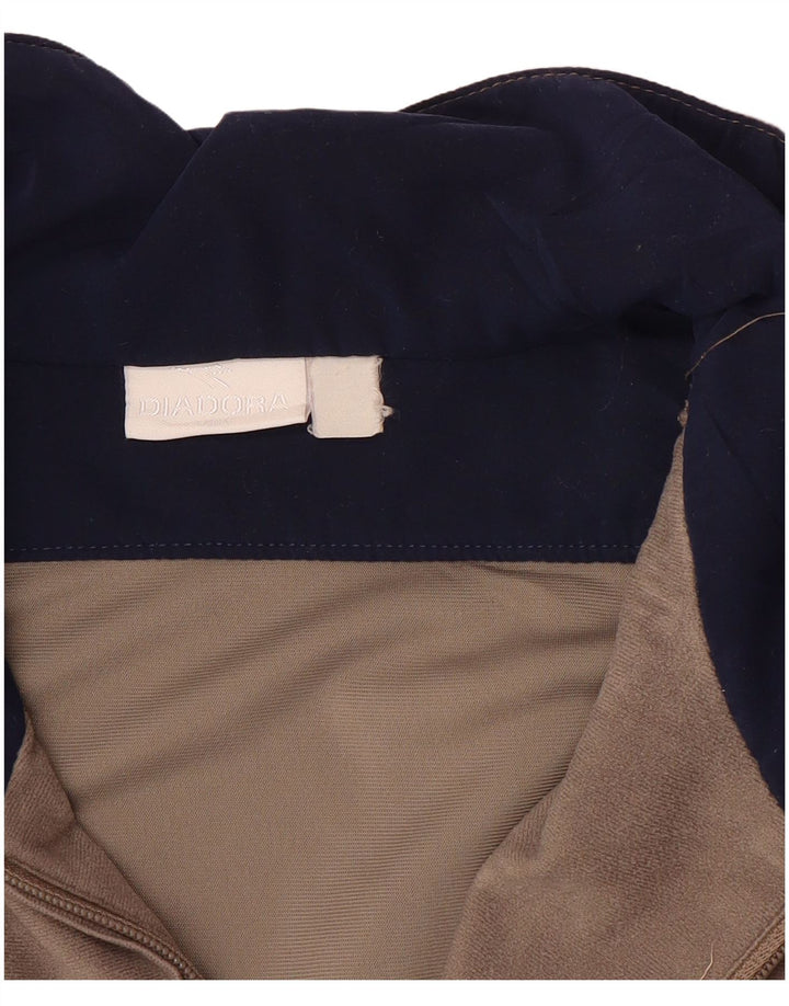 Diadora Mens Velour Tracksuit Top Jacket Grande Bloco de cores cinza