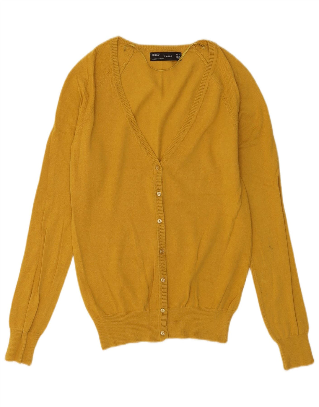 Suéter cardigã feminino Zara Reino Unido 12 algodão amarelo médio