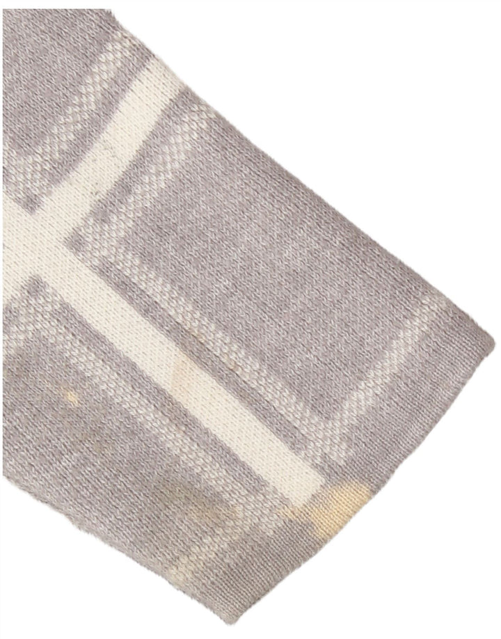 Suéter feminino Marks & Spencer com gola redonda Reino Unido 16 grande xadrez cinza