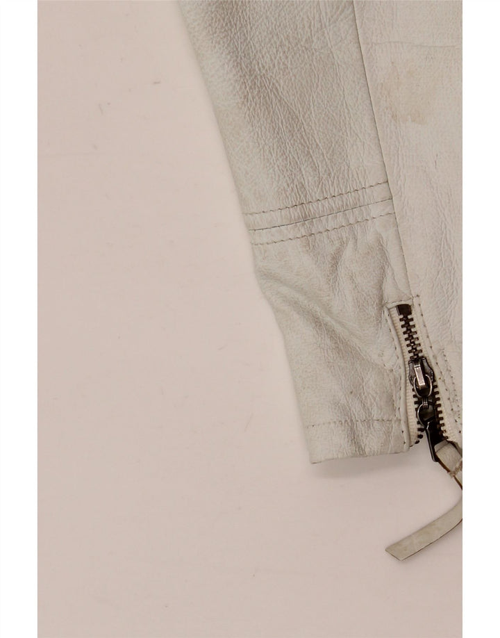 Jaqueta de couro feminina vintage EU 42 couro branco grande