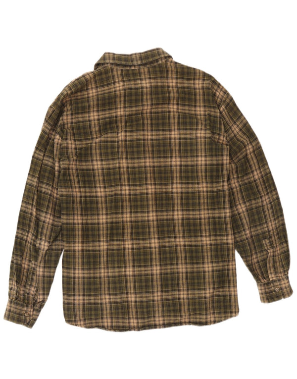Camisa de flanela masculina do Projeto Europeu XL Khaki Check Cotton