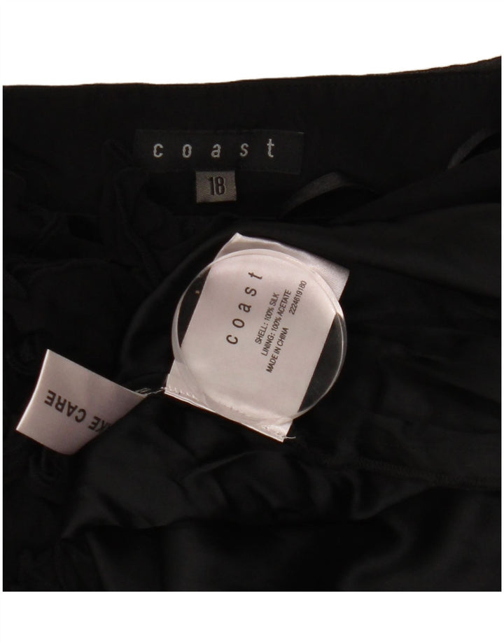 Vestido feminino Coast com babados na frente e sem alças UK 18 XL seda preta
