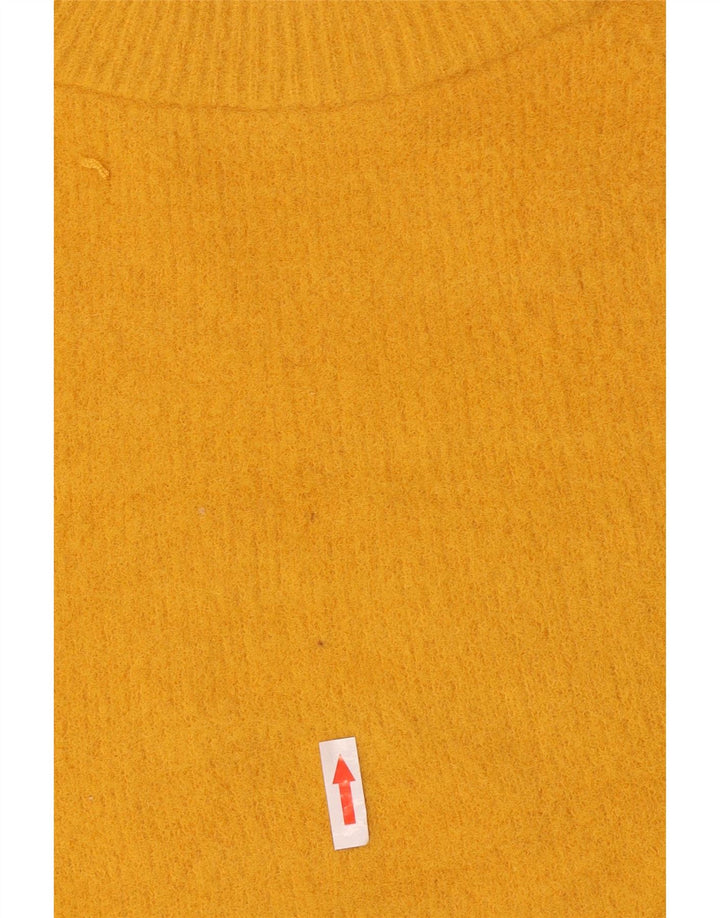 Zara Suéter feminino com gola redonda, Reino Unido 14, médio, amarelo, nylon
