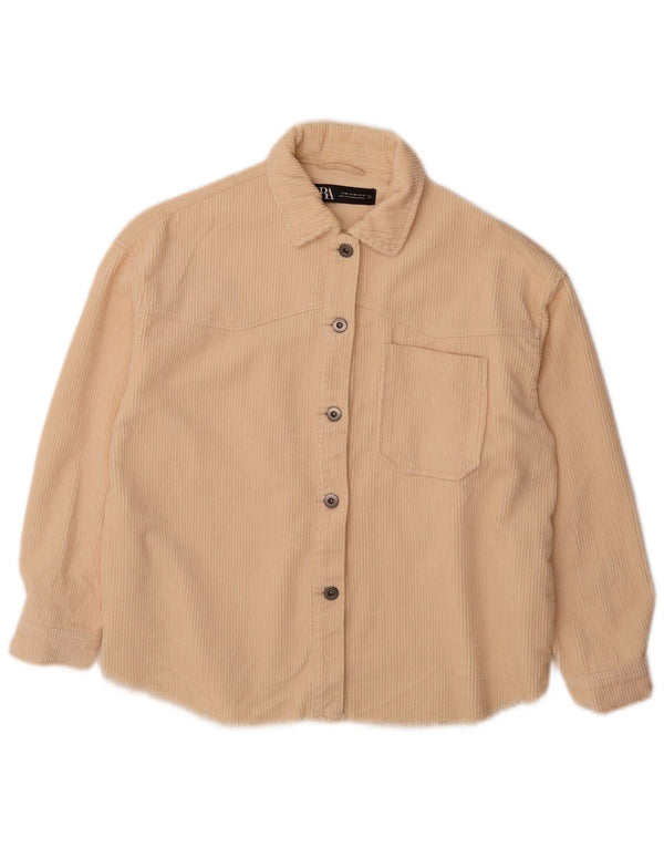 Zara Camisa feminina oversized veludo Reino Unido 6 XS algodão branco
