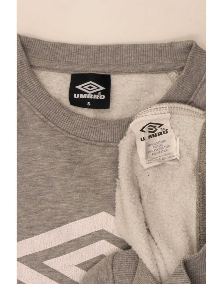 Suéter gráfico masculino da Umbro, moletom pequeno cinza manchado de algodão