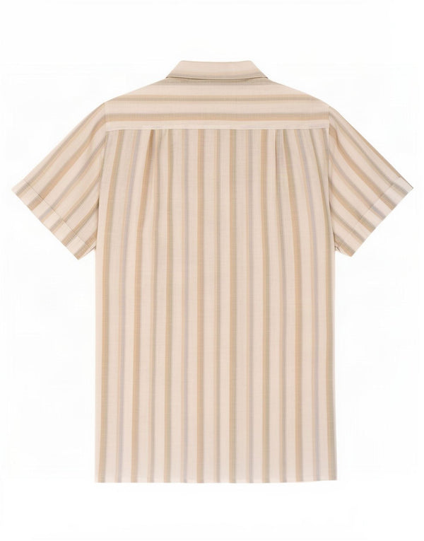 Camisa masculina vintage de manga curta tamanho 38 15 listrada branca média