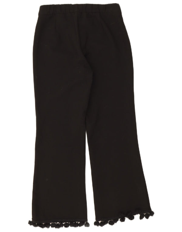 Calça feminina Zara Bootcut cortada XS W24 L24 poliéster preto