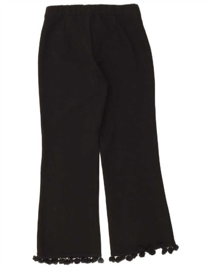 Calça feminina Zara Bootcut cortada XS W24 L24 poliéster preto