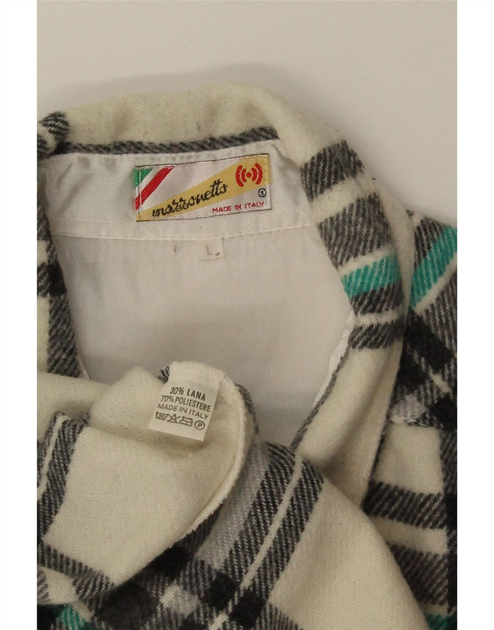 Camisa masculina de flanela de lenhador Mazzonetto grande de lã xadrez branca