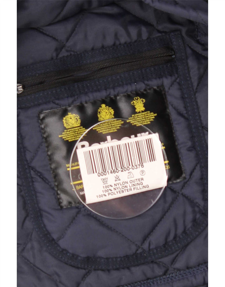 Jaqueta acolchoada masculina Barbour LIDDESDALE UK 40 grande azul marinho nylon