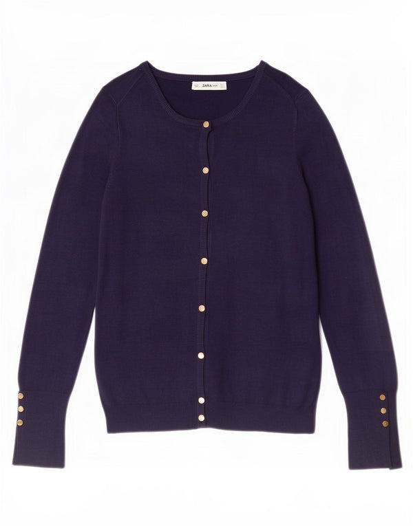 Suéter cardigã feminino Zara Reino Unido 14 grande azul marinho