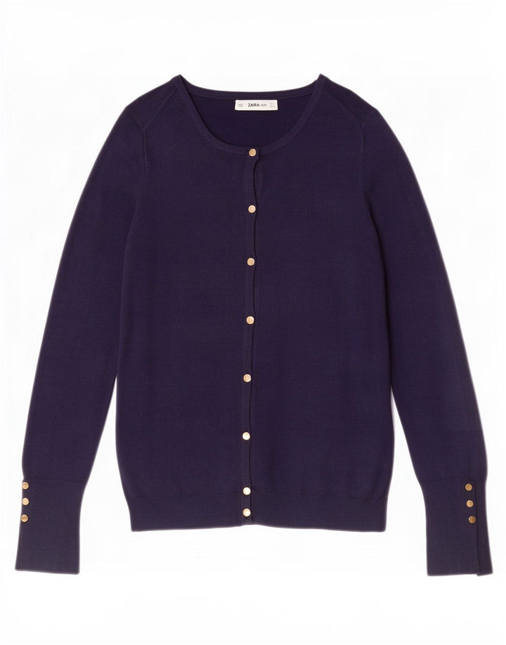 Suéter cardigã feminino Zara Reino Unido 14 grande azul marinho