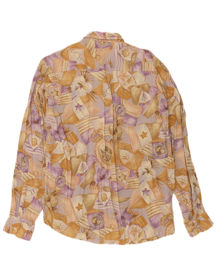 Camisa masculina vintage viscose floral bege média