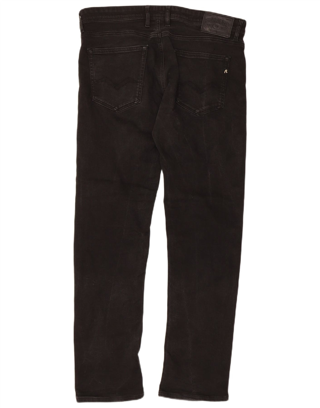 REPLAY Masculino Grover Straight Jeans W34 L32 Algodão Preto