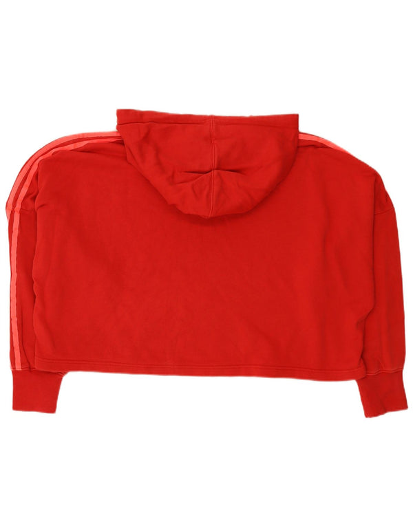 Adidas Womens Crop Oversized Hoodie Jumper Reino Unido 14 Médio Algodão Vermelho