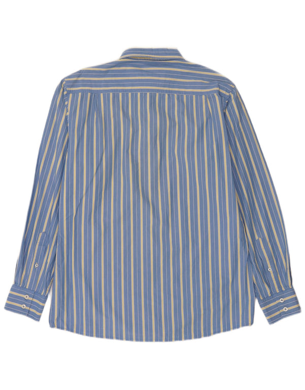 Crew Clothing Camisa masculina sob medida de algodão listrado azul grande