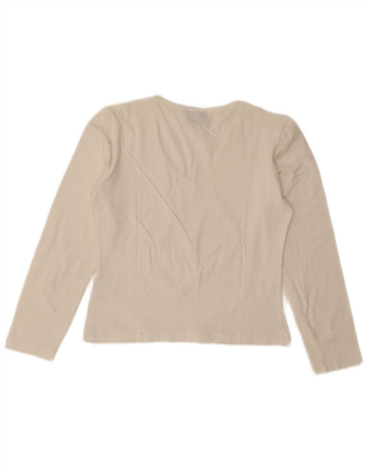 Lee Womens Crop Top Manga Longa Reino Unido 14 Grande Algodão Branco