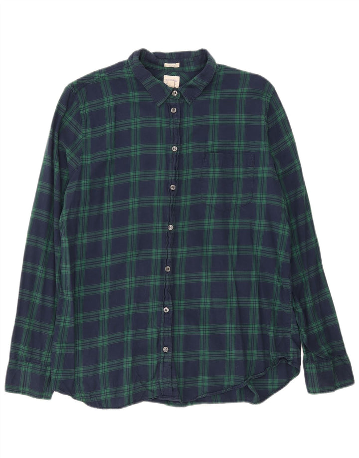 J. Crew Camisa feminina grande xadrez azul marinho