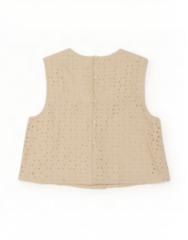 Zara Blusa feminina Trafaluc sem mangas Top UK 6 XS Branco