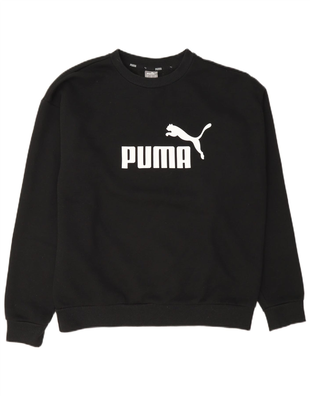 Puma feminino gráfico moletom jumper UK 14 médio algodão preto