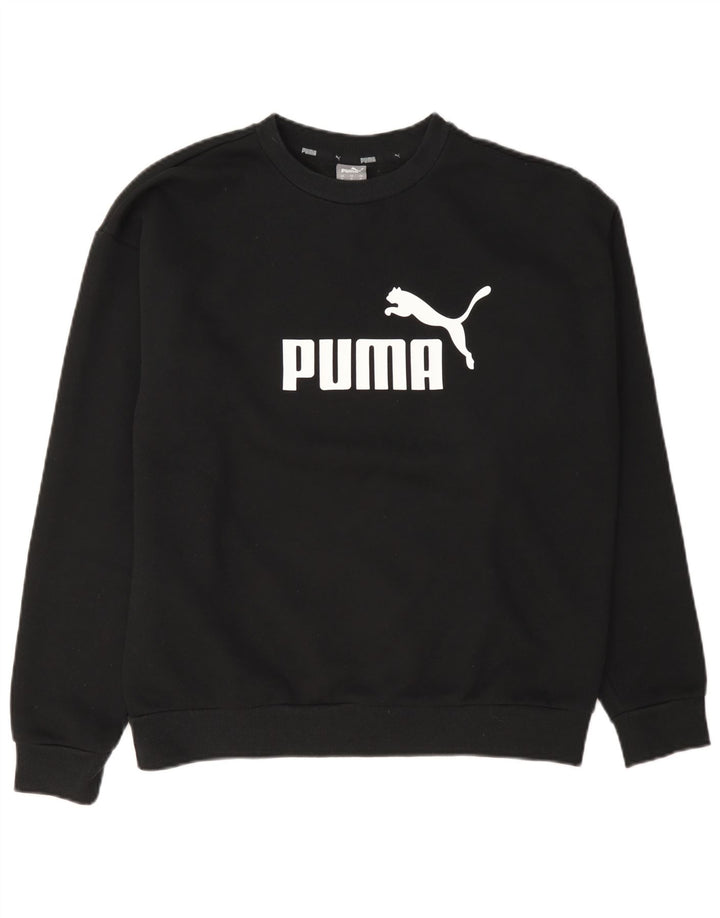 Puma feminino gráfico moletom jumper UK 14 médio algodão preto