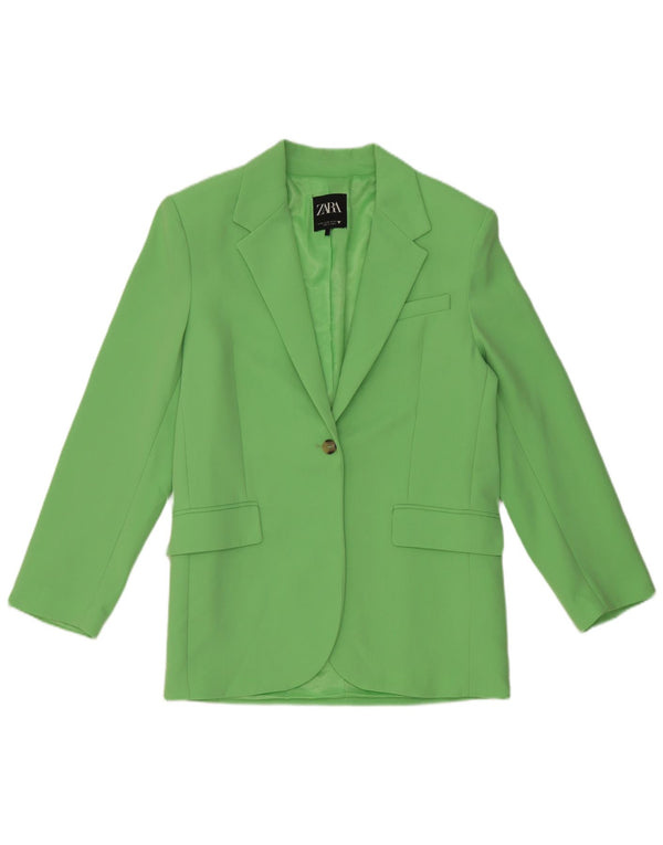 Jaqueta blazer oversized Zara feminina com 1 botão Reino Unido 6 XS verde poliéster