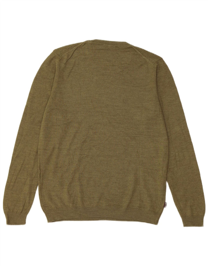 Suéter masculino PIERRE CARDIN com gola redonda, lã cáqui média