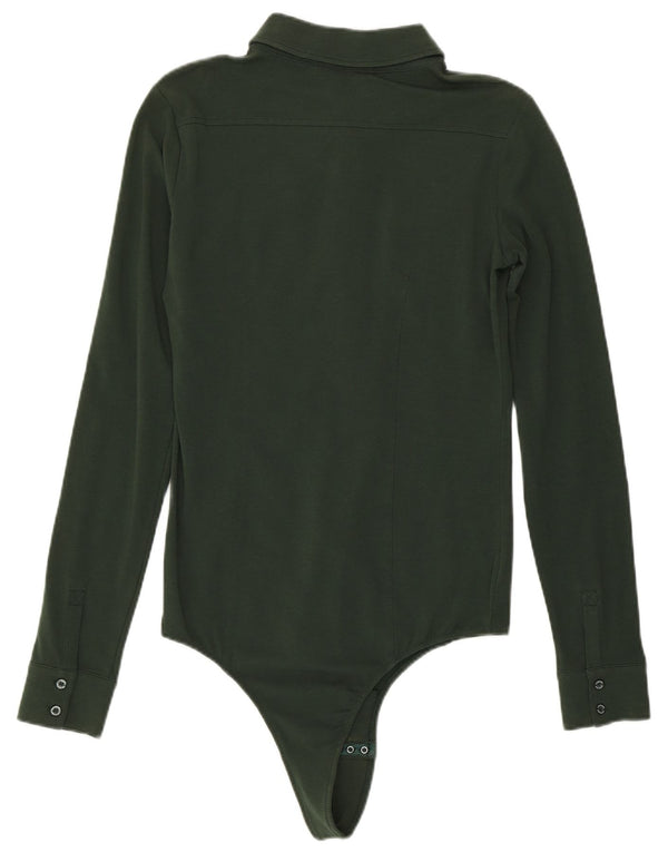 Liu Jo Body Camisa Feminino Reino Unido 10 Pequeno Algodão Verde