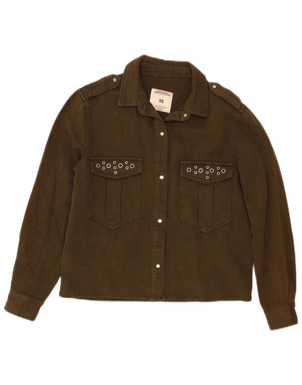 Camisa militar oversized feminina Zara Reino Unido 6 XS verde