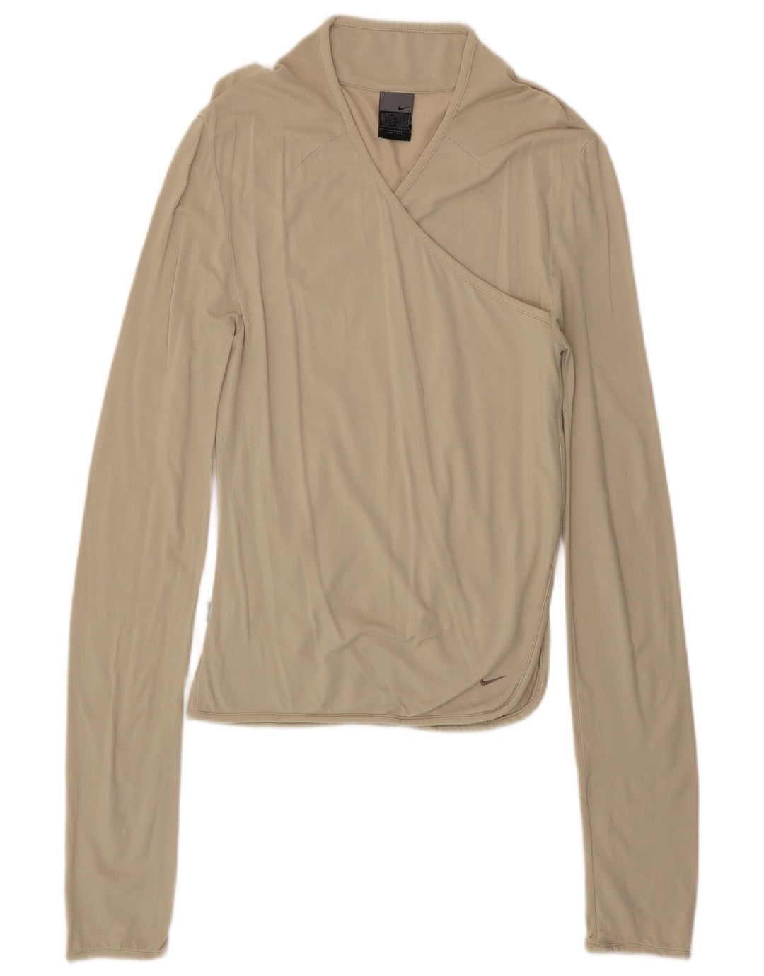 Top Nike Dri Fit Feminino Manga Longa UK 8/10 Pequeno Bege