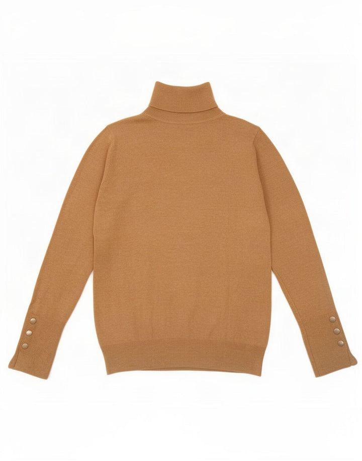 Zara Suéter feminino com gola redonda e gola redonda Reino Unido 12 médio bege