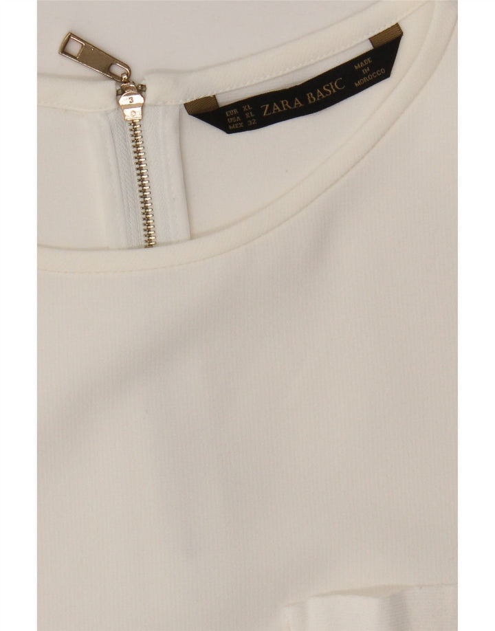 Zara Blusa Feminina Top UK 18 XL Branco