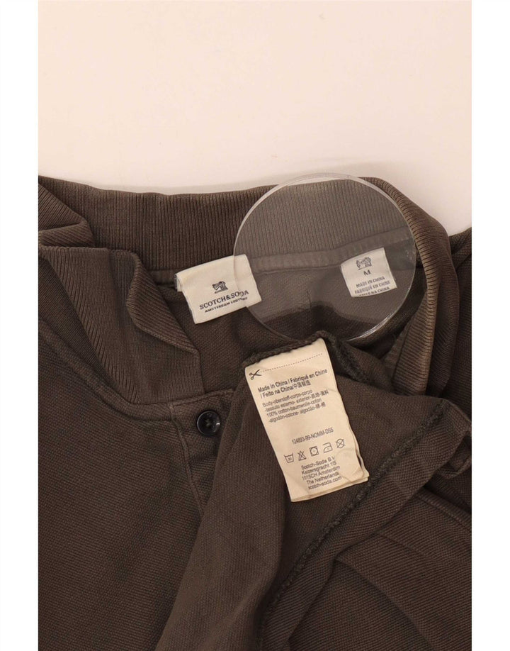 Camisa polo masculina Scotch & Soda de algodão marrom médio