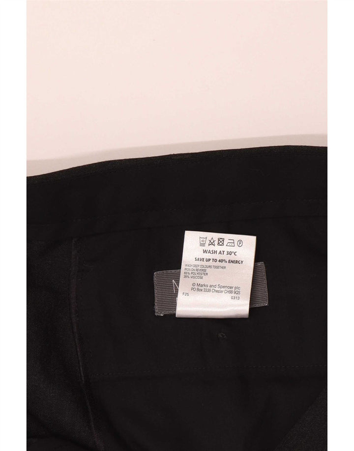 Calça masculina de terno reto Marks & Spencer W42 L33 poliéster preto