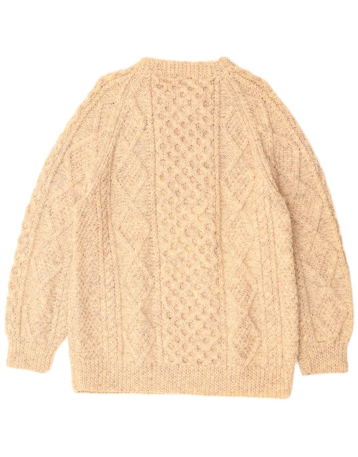 Suéter masculino RITA CONDRON com gola redonda, lã bege médio