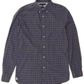 Tommy Hilfiger Camisa masculina Slim Fit de algodão xadrez azul médio