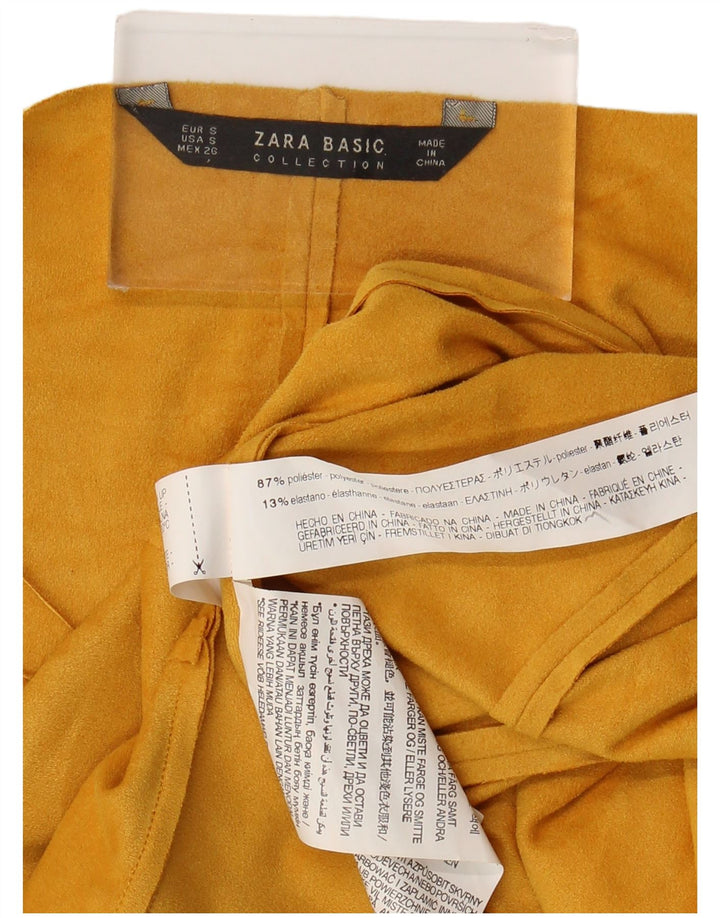 Zara Cardigan Feminino Top UK 10 Pequeno Poliéster Amarelo