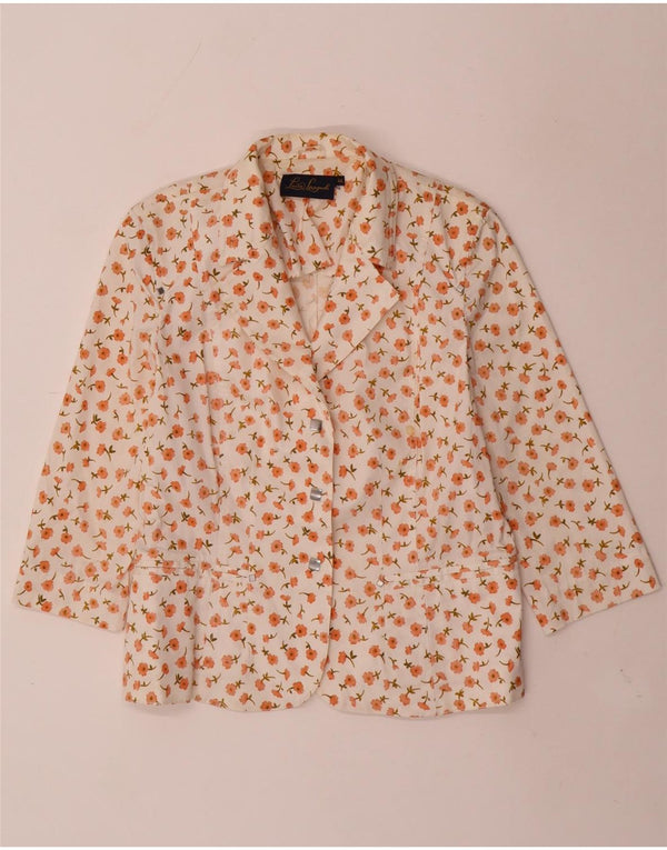LUISA SPAGNOLI Jaqueta blazer feminina de 3 botões IT 44 médio branco floral