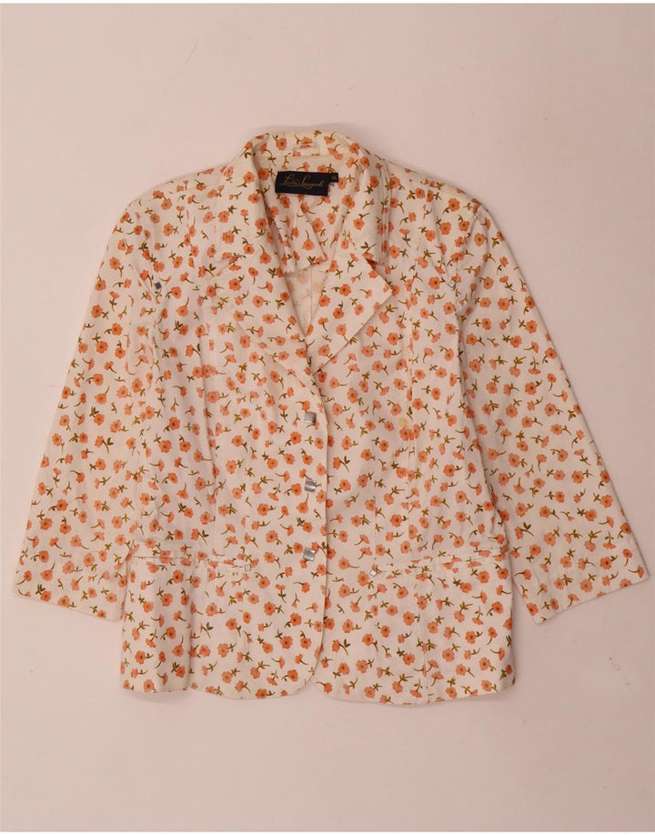 LUISA SPAGNOLI Jaqueta blazer feminina de 3 botões IT 44 médio branco floral