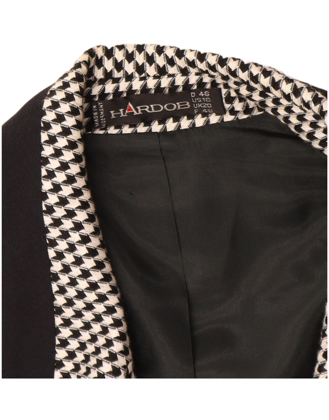 Jaqueta blazer feminina Hardob com peito duplo UK 20 2XL preta Houndstooth