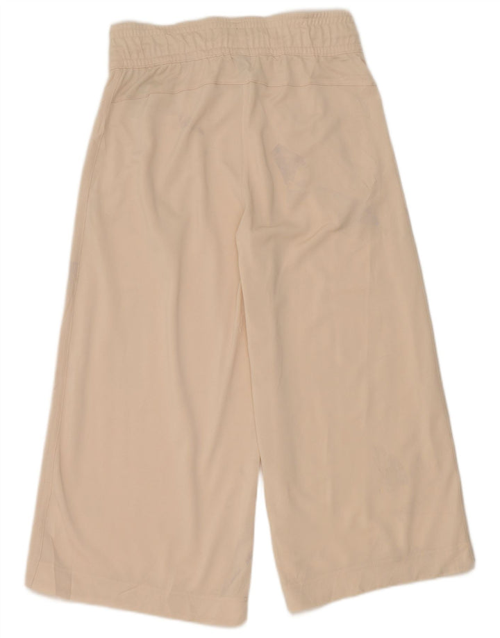 Adidas Womens Capri Calças de treino UK 8/10 Pequeno Bege Poliéster