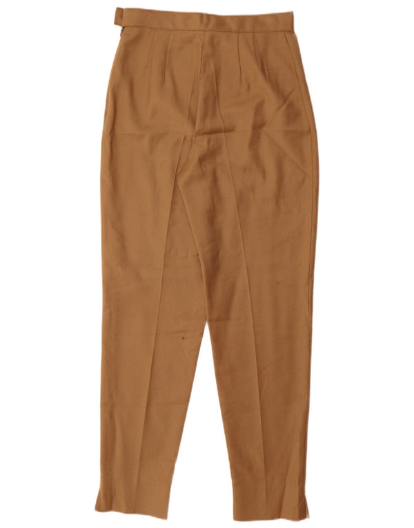 Calça de terno cônico feminino vintage IT 42 médio W28 L29 lã virgem bege