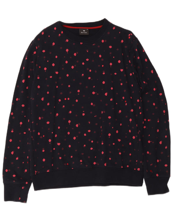 Suéter feminino Paul Smith UK 20 2XL algodão manchado azul marinho
