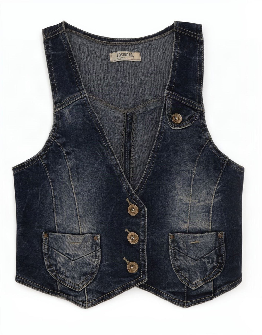 Colete jeans feminino Pimkie Reino Unido 8 pequeno azul