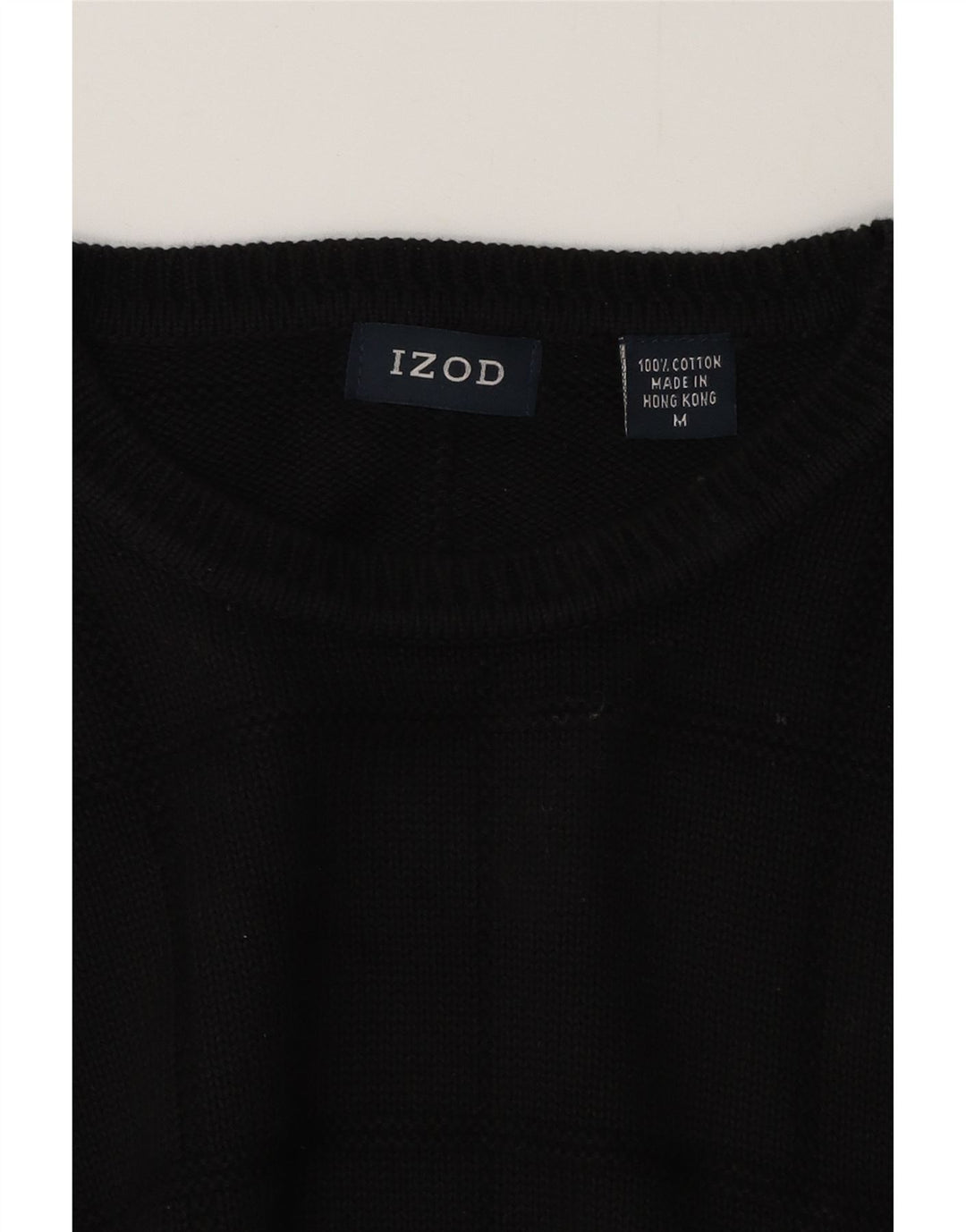 Suéter masculino IZOD com gola redonda, algodão preto médio